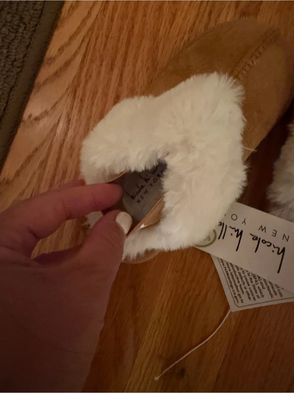 Nicole Miller Kids Tan Faux-Fur Lined Slippers